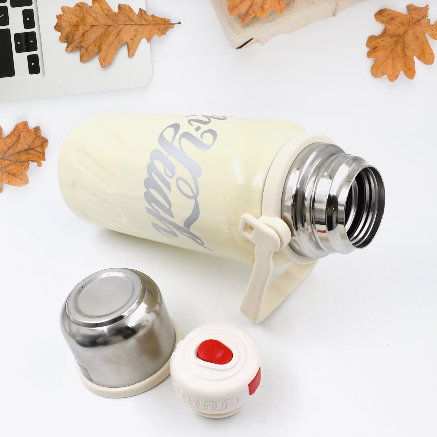 Stainless Steel Vacuum Insulated Water Bottle | Leak Proof Flask for Tea Coffee | With Steel Cup Stainless Steel Vacuum Insulated Water Bottle | Leak Proof Flask for Tea Coffee | With Steel Cup